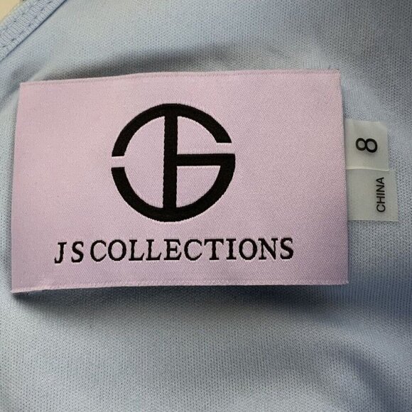 JS Collections Womens Shay Cocktail Dress Size 8 Pale Blue V Neck Sequined Mesh - Picture 5 of 7